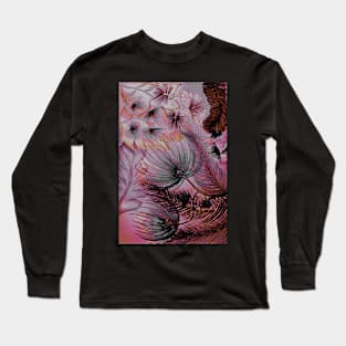 LARGE ART  PURPLE PINK TROPICAL FLOWERS PALM FERNS TRIFFIDS DECO POSTER Long Sleeve T-Shirt